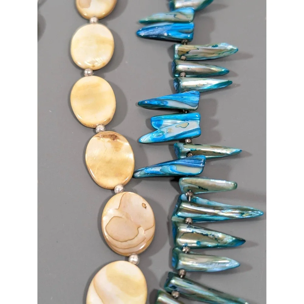 Artisan Faux Turquoise Shell Fringe Necklace 24